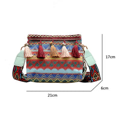 Ethnic Style Shoulder Bag with Adjustable Strap