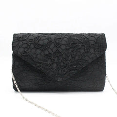 Women Evening Bag Lace Floral Wedding Clutch Chain Shoulder Bag