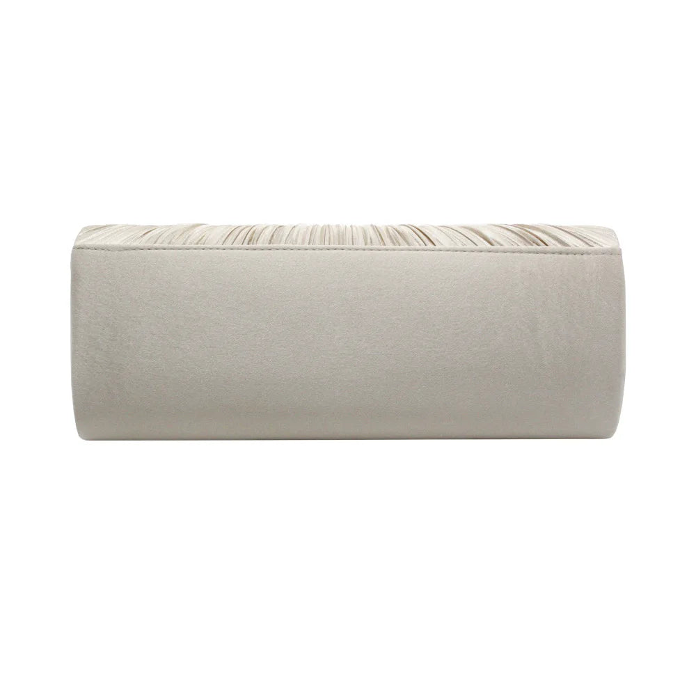 Satin Folds Wedding Clutch Rhinestone Crossbody Bag Chain