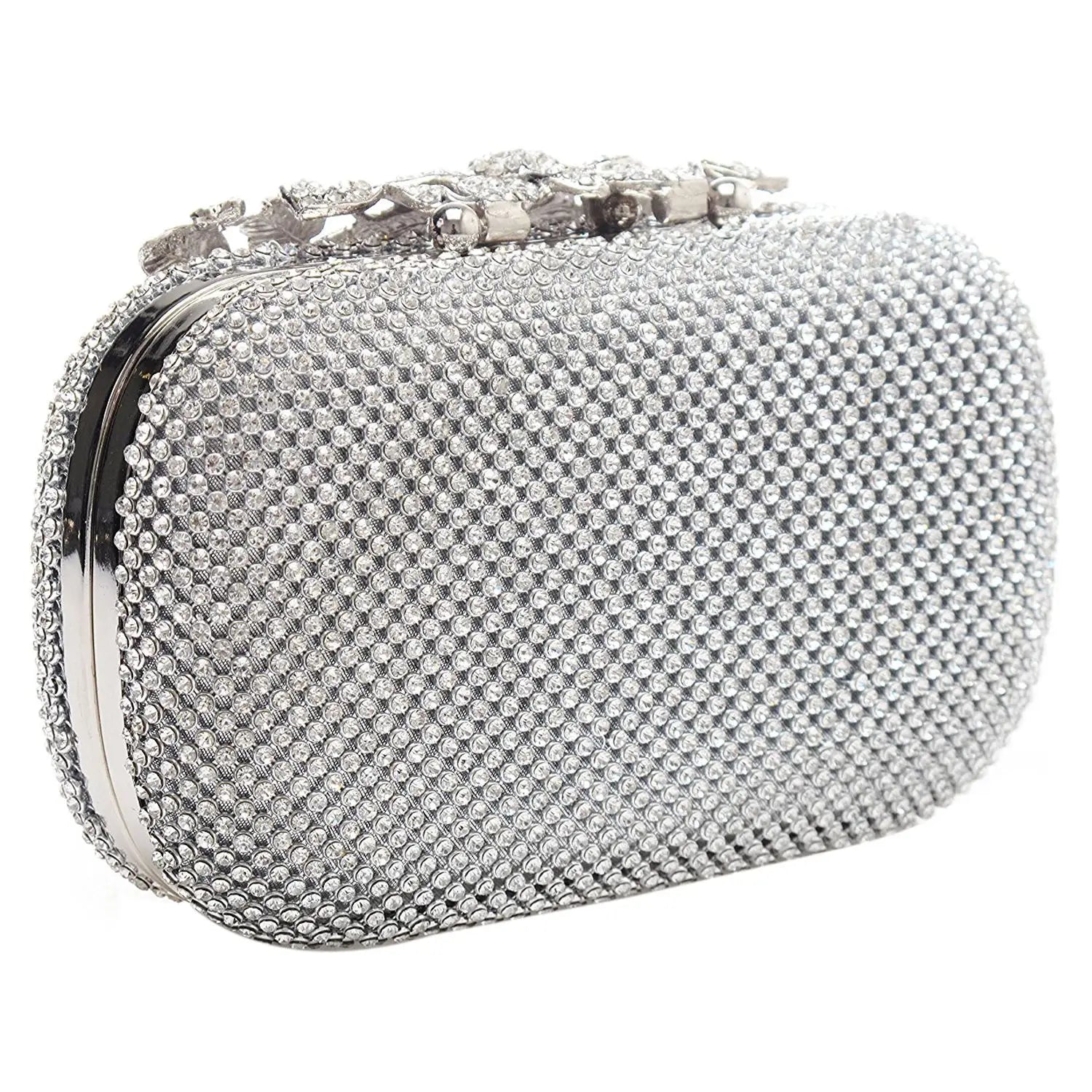 Flower Crystal Clutch Wedding Purse Rhinestones Chain Bag Diamond Shoulder Tote