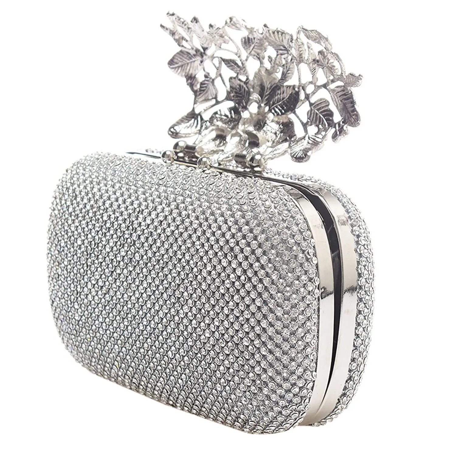 Flower Crystal Clutch Wedding Purse Rhinestones Chain Bag Diamond Shoulder Tote