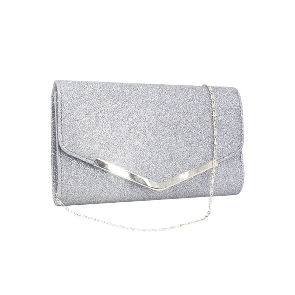 Women Diamond Rhinestone Clutch Crystal Wallet Wedding Party Silver Bag