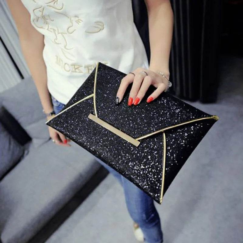 Sequins Envelope Evening Clutch Bag Wedding Party Handbag