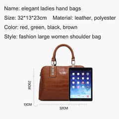 Vintage Crocodile Pattern Leather Handbag for Women