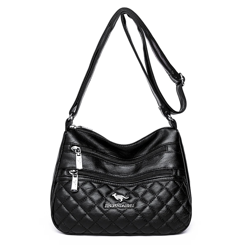 Women Large Capacity PU Leather Shoulder Bag Soft Messenger Bag