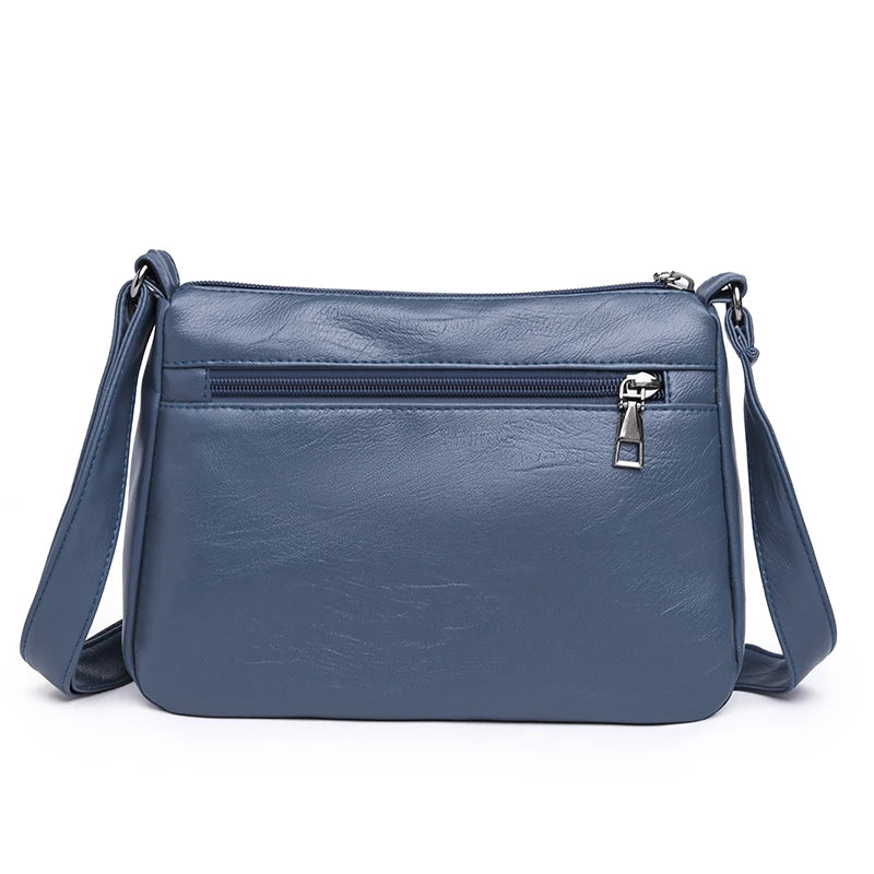 Women Large Capacity PU Leather Shoulder Bag Soft Messenger Bag