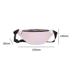 Women Laser Fish Scale Chest Bag Soft Surface Polyester Lined Shoulder Crossbody