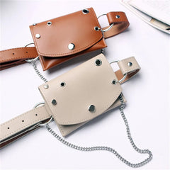 Women Leather Fanny Pack Bag Chain Belt Wallet Pouch
