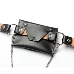 Women Leather Fanny Pack Bag Chain Belt Wallet Pouch