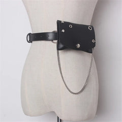 Women Leather Fanny Pack Bag Chain Belt Wallet Pouch