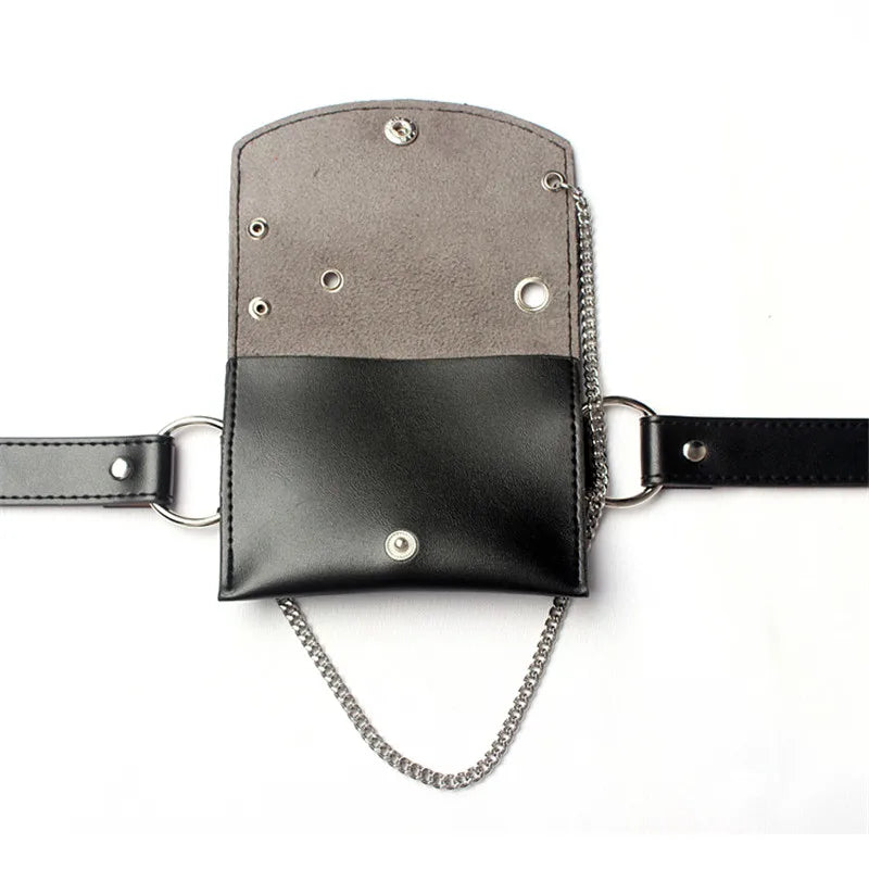 Women Leather Fanny Pack Bag Chain Belt Wallet Pouch