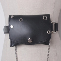 Women Leather Fanny Pack Bag Chain Belt Wallet Pouch