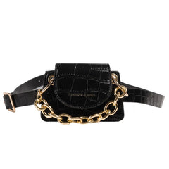Women Leather Belt Bag Chain Waist Bag Shoulder Handbag