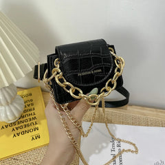 Women Leather Belt Bag Chain Waist Bag Shoulder Handbag