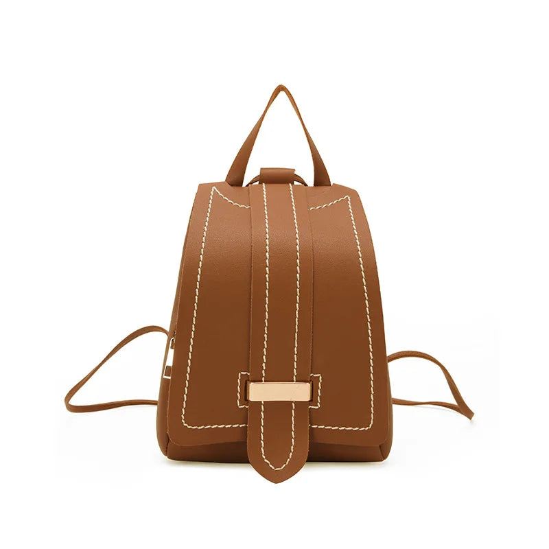Retro Mini Leather Backpack for Women, Portable Travel Small Bag Purse
