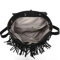Retro Fringed Shoulder Handbag Versatile Shopping Backpack