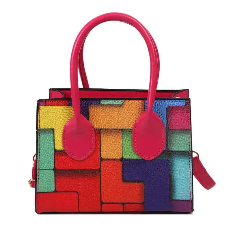 Women Splicing Small Square Crossbody Bag Shoulder Bag Messenger