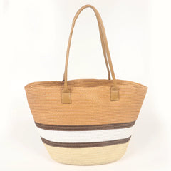 Boho Style Beach Bag & Vacation Hat Set, Straw Summer Tote