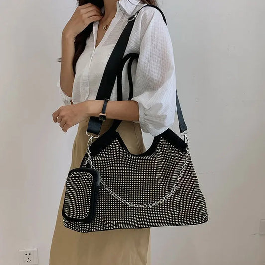 Women Diamond Handbag Large Capacity Shoulder Tote Ladies Crossbody Bag