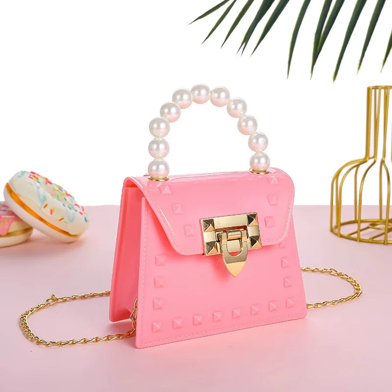 Colorful Jelly Bag with Chain Strap and Beading