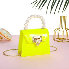 Colorful Jelly Bag with Chain Strap and Beading