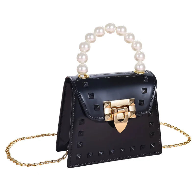 Colorful Jelly Bag with Chain Strap and Beading
