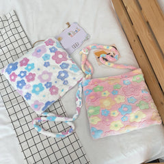 Floral Print Messenger Bag Crossbody Purse School Bag