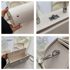 Women Drum Shaped Shoulder Tote Bag Lady PU Leather Handbag