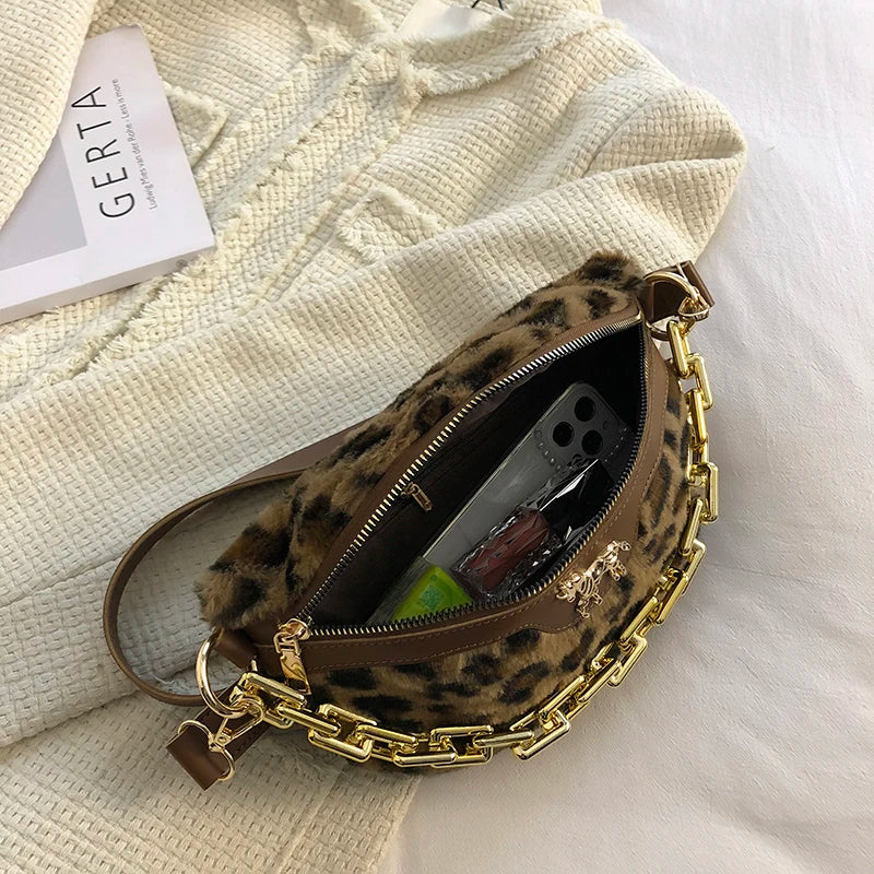 Women Fanny Packs Chest Bag Chain Handbag Shoulder Bag