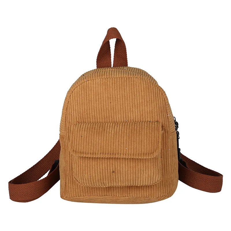 Small Multipurpose Women School Backpack Solid Zipper Handbag