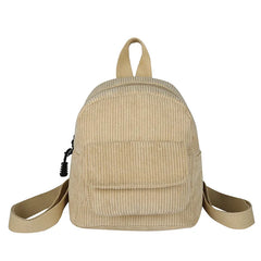 Small Multipurpose Women School Backpack Solid Zipper Handbag