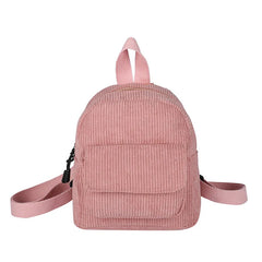 Small Multipurpose Women School Backpack Solid Zipper Handbag