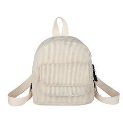 Small Multipurpose Women School Backpack Solid Zipper Handbag