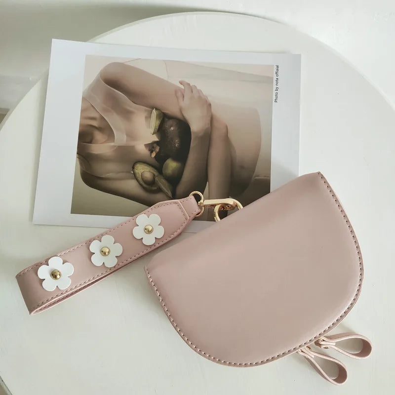 Women Handbag PU Mini Half Moon Messenger Bag