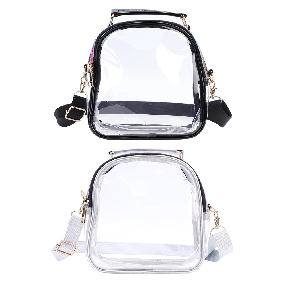 Women PVC Transparent Summer Splicing Shoulder Bag Tote Purse Clutch