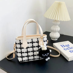 Women Handbags Large Capacity Shoulder Bag Check Summer Versatile Crossbody