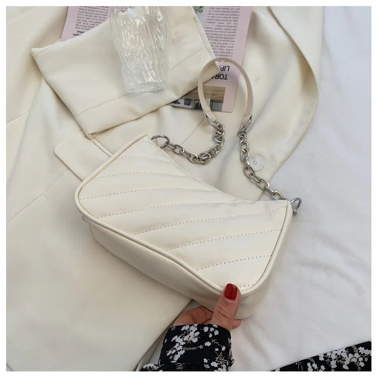 Retro PU Leather Shoulder Handbag Zipper Tote Hobos Clutch Bag