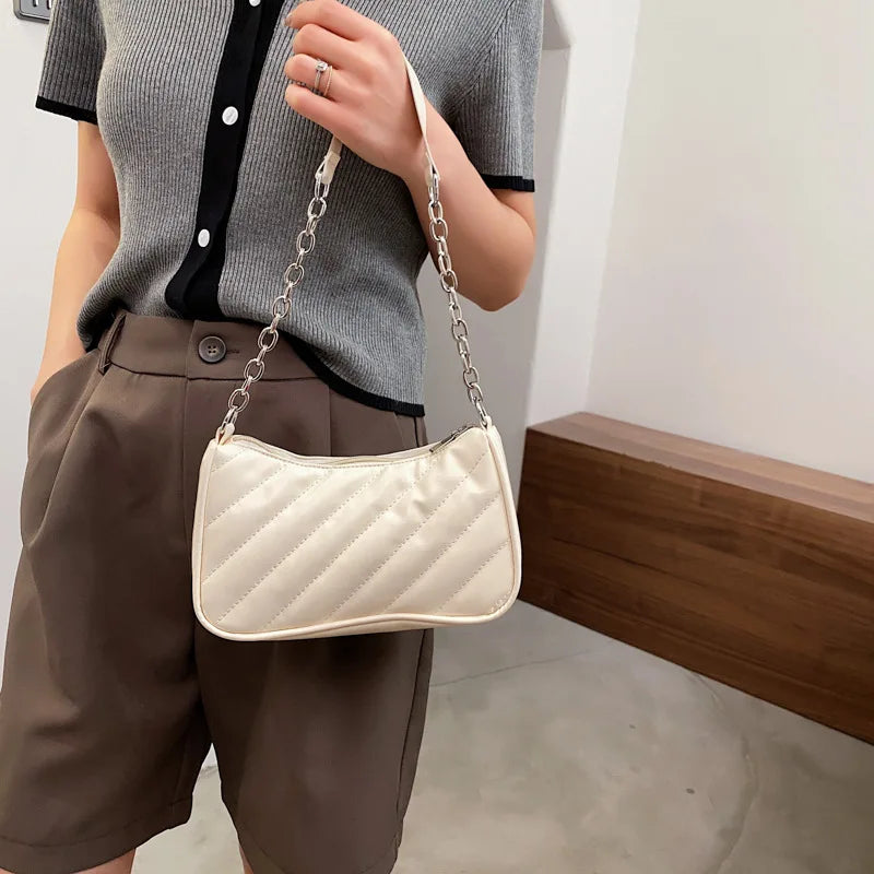 Retro PU Leather Shoulder Handbag Zipper Tote Hobos Clutch Bag
