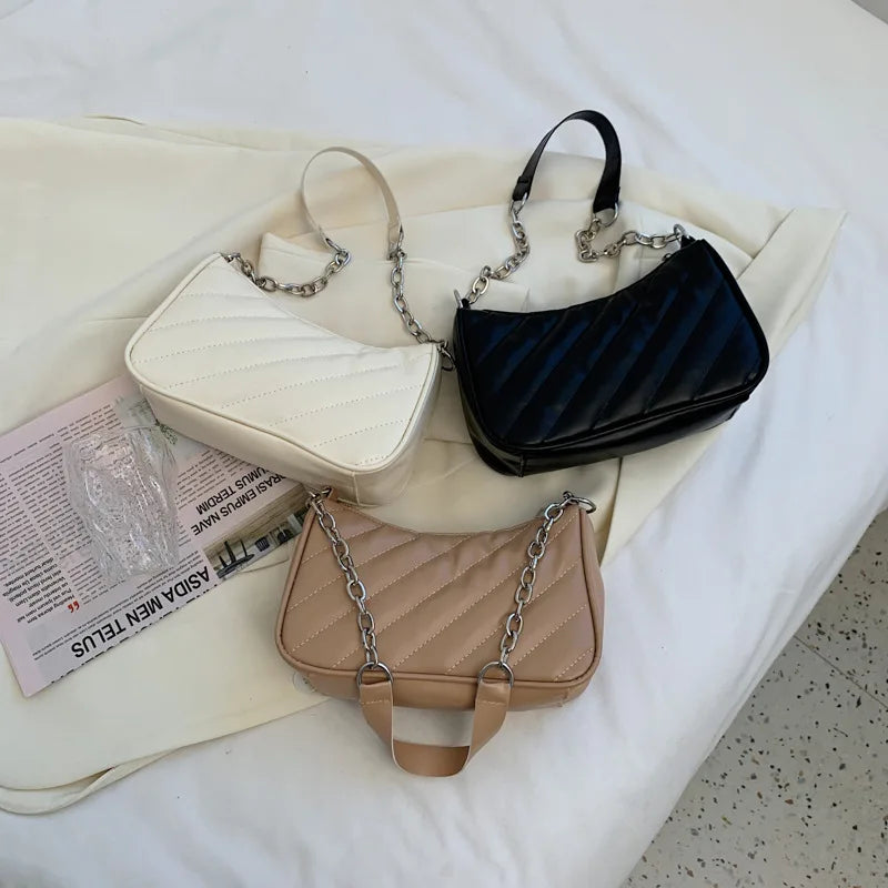 Retro PU Leather Shoulder Handbag Zipper Tote Hobos Clutch Bag
