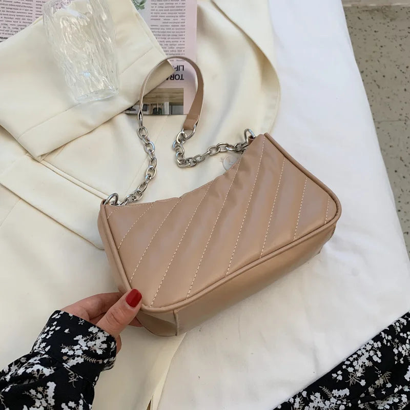 Retro PU Leather Shoulder Handbag Zipper Tote Hobos Clutch Bag