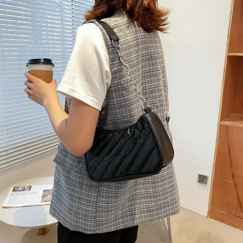 Retro PU Leather Shoulder Handbag Zipper Tote Hobos Clutch Bag