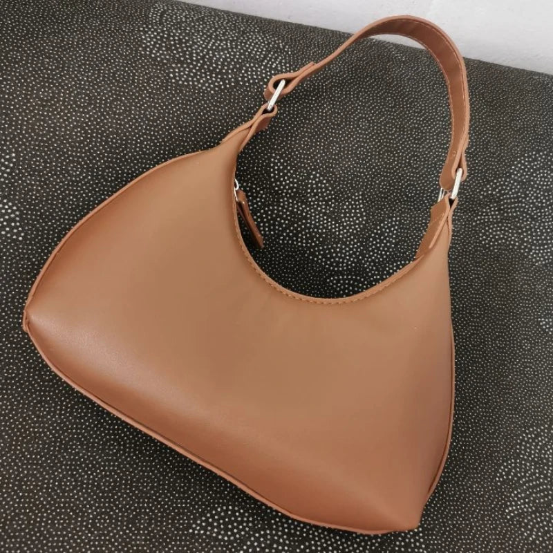 Retro Solid PU Leather Hobo Shoulder Bag Casual Female Shopper Clutch