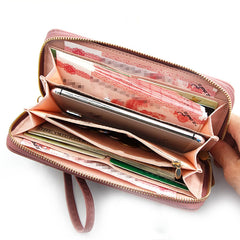 Women Hollow Love Leather Phone Bag Wallet