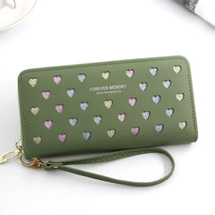 Women Hollow Love Leather Phone Bag Wallet