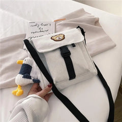 Women Ulzzang Shoulder Bag Versatile Bear Canvas Messenger Bag