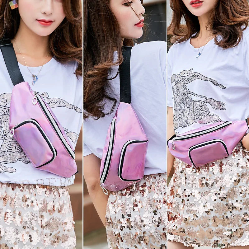 Women Laser Waist Bag Female Casual Sport Belt Bag Fanny Pack Waist Pack Bum Bag