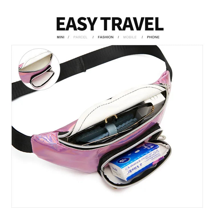 Women Laser Waist Bag Female Casual Sport Belt Bag Fanny Pack Waist Pack Bum Bag