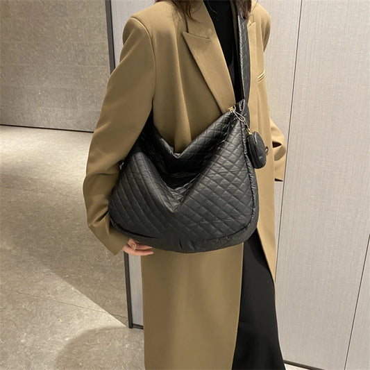 Women Lattice Shoulder Bag Casual Quilted Crossbody Bags Large Capacity Handbags