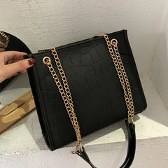 Crocodile Print Leather Shoulder Bag Large Capacity Chain Crossbody Totes