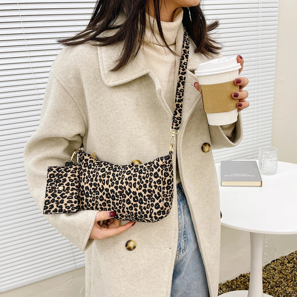 Leopard Prints Composite Bags Zipper Handbag